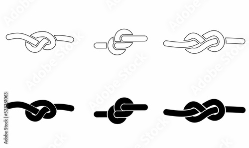 rope knot sets with different shapes isolated on white background.knot vector illustration photo