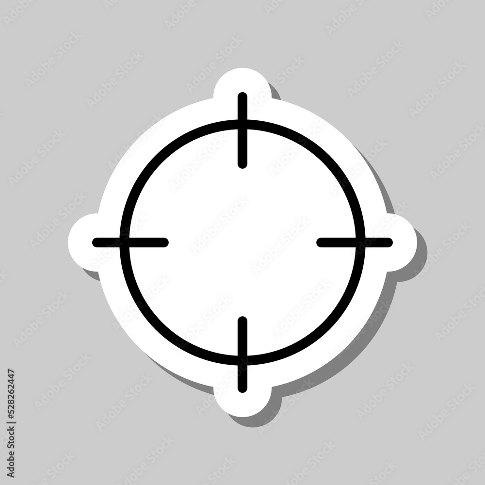 Aim simple icon vector. Flat design. Sticker with shadow on gray background.ai Aim simple icon vector. Flat design. Sticker with shadow on gray background.ai