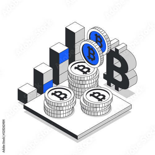 Bitcoin 3D isometric modern illustration