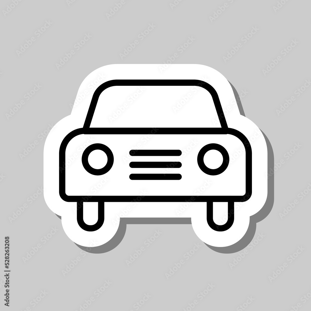 Car simple icon vector. Flat design. Sticker with shadow on gray background.ai Car simple icon vector. Flat design. Sticker with shadow on gray background.ai
