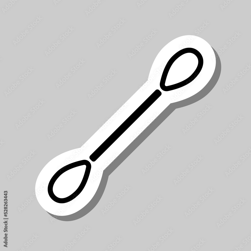 Cotton swab simple icon vector. Flat design. Sticker with shadow on gray background.ai Cotton swab simple icon vector. Flat design. Sticker with shadow on gray background.ai