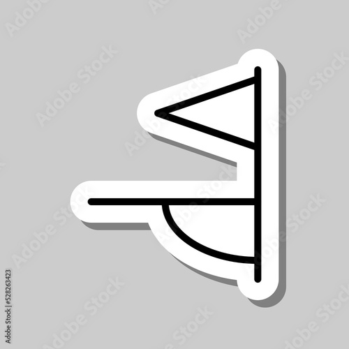 Corner kick flag simple icon vector. Flat design. Sticker with shadow on gray background