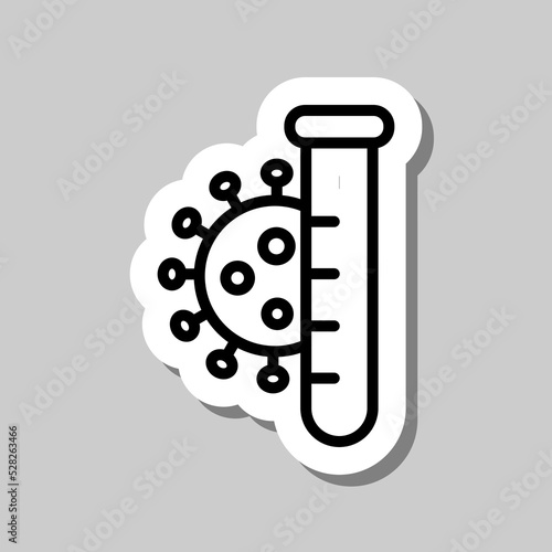 Covid pcr test simple icon vector. Flat design. Sticker with shadow on gray background.ai