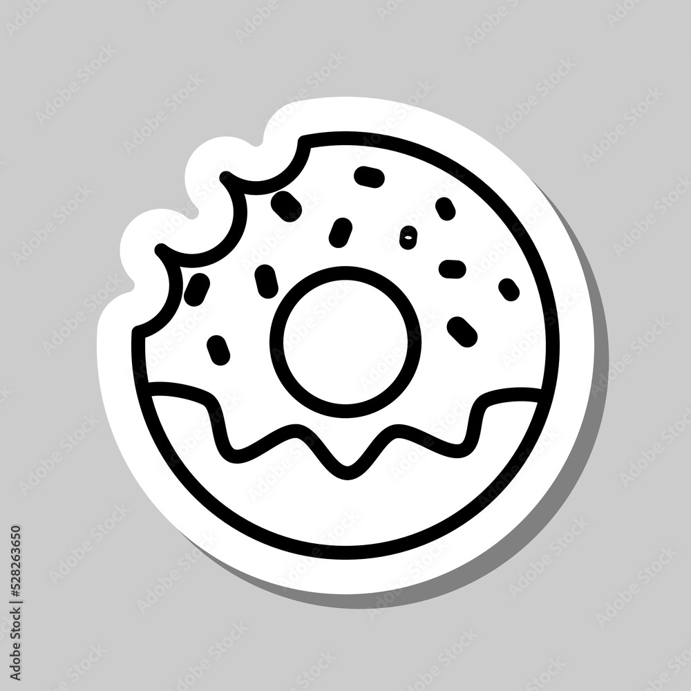 Donut, sweet simple icon vector. Flat design. Sticker with shadow on gray background.ai Donut, sweet simple icon vector. Flat design. Sticker with shadow on gray background.ai