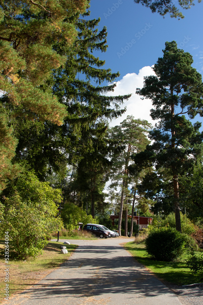 Gustavsberg. Village street on a warm autumn morning Gustavsberg. Village street on a warm autumn morning