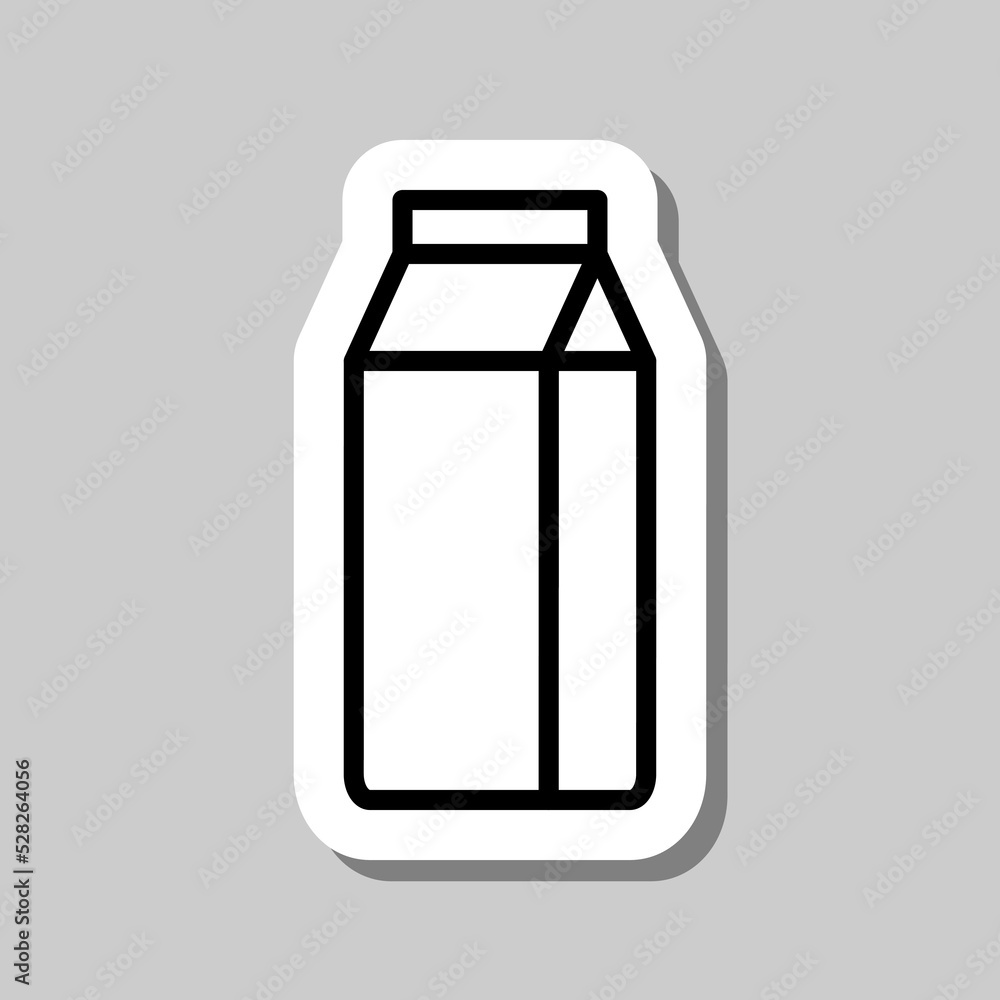 Milk package logo simple icon vector. Flat design. Sticker with shadow on gray background.ai Milk package logo simple icon vector. Flat design. Sticker with shadow on gray background.ai