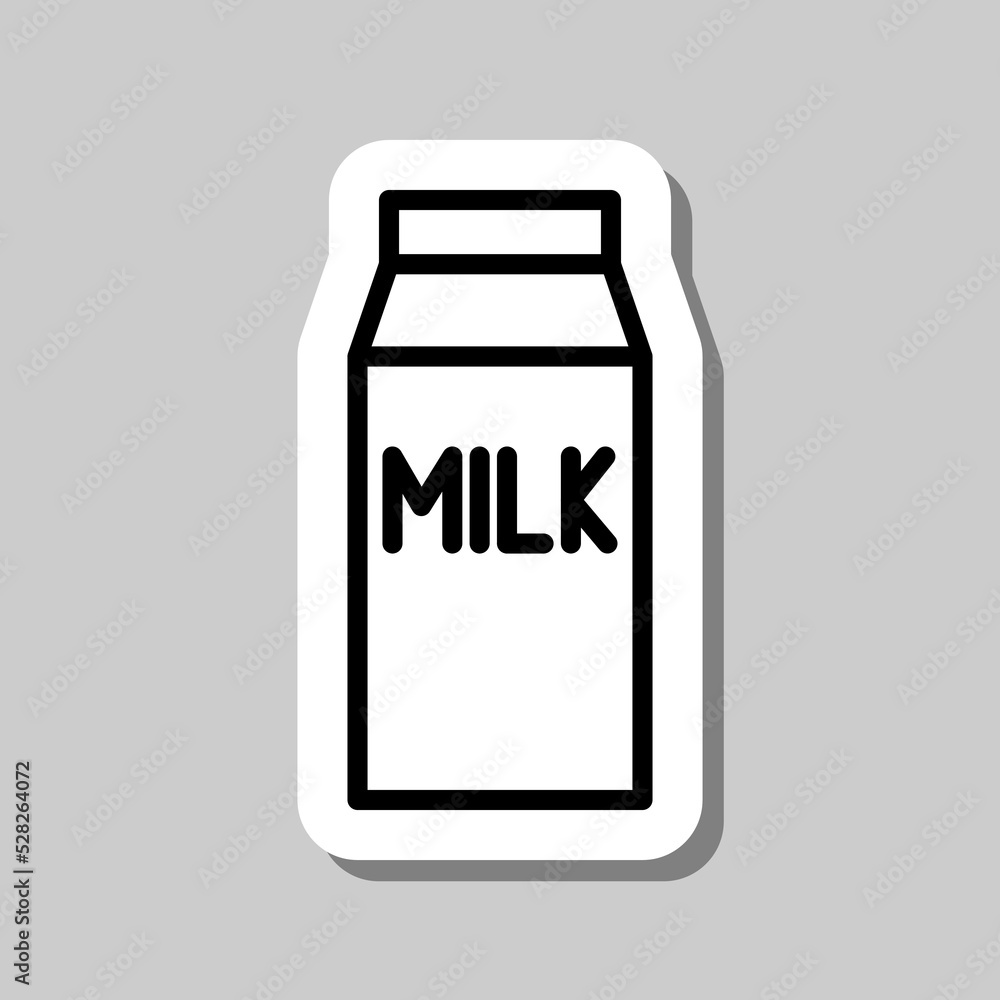 Milk package simple icon vector. Flat design. Sticker with shadow on gray background.ai Milk package simple icon vector. Flat design. Sticker with shadow on gray background.ai