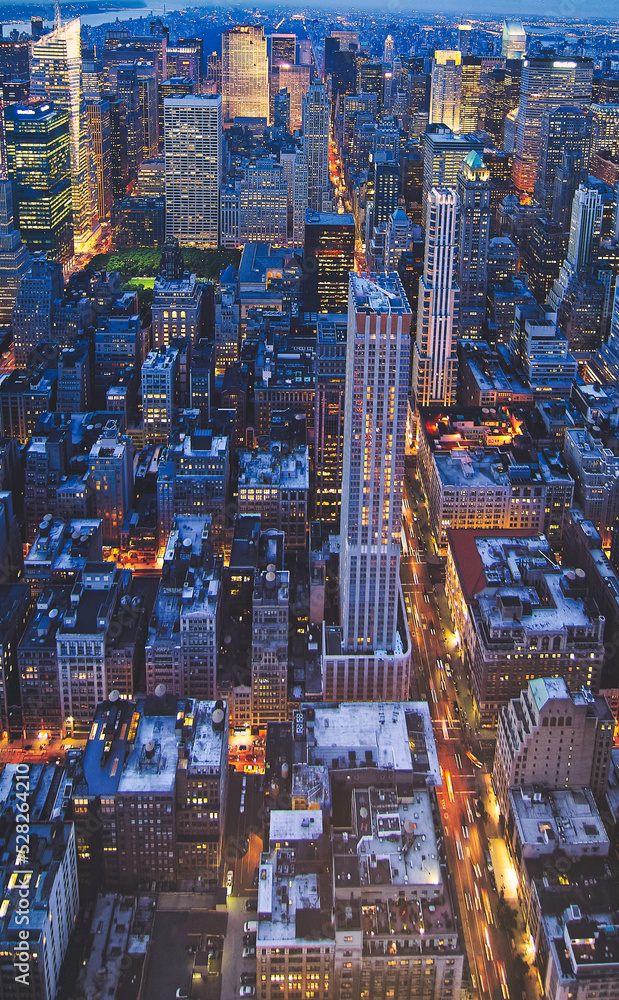 Cityscape at night from above Cityscape at night from above