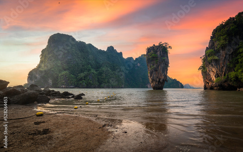 Khao Tapu in the evening, Jamesbon Island, Phang Nga, Thailand Landmark photo