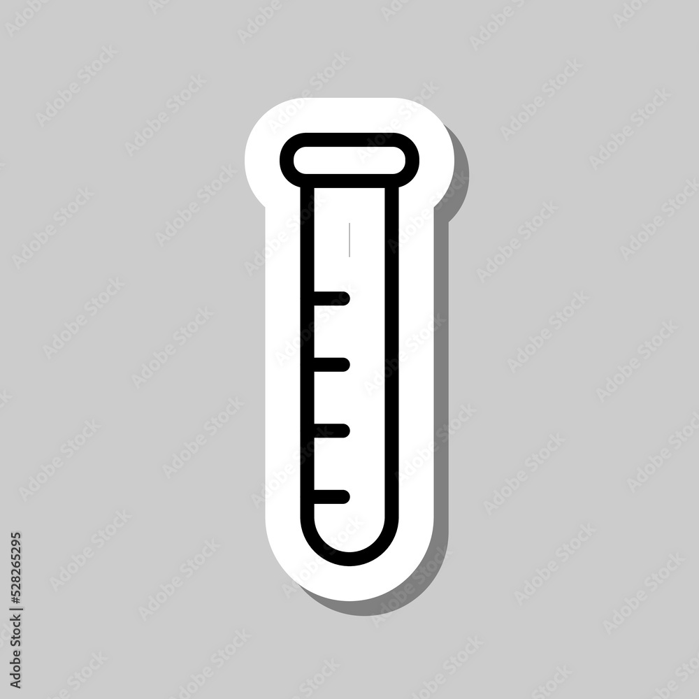 Test tube simple icon vector. Flat design. Sticker with shadow on gray background.ai Test tube simple icon vector. Flat design. Sticker with shadow on gray background.ai
