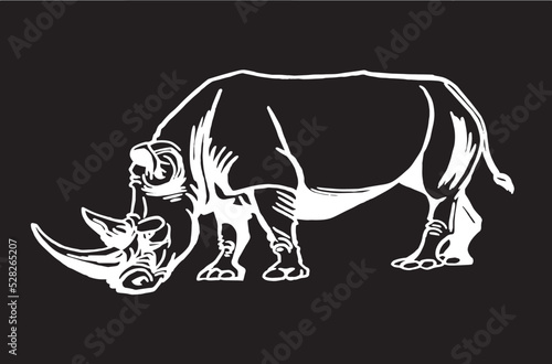 Vector illustration of rhino isolated on black background african animal