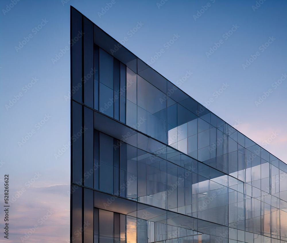 Modern Glass Building and Evening Sky as a Background Modern Glass Building and Evening Sky as a Background