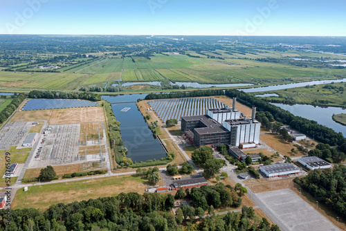 Aerial from the powerstation at Burgum in Friesland in the Netherlands photo