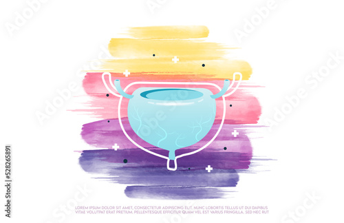 Human bladder and treatment watercolor style. A concept hospital for wallpaper and web.