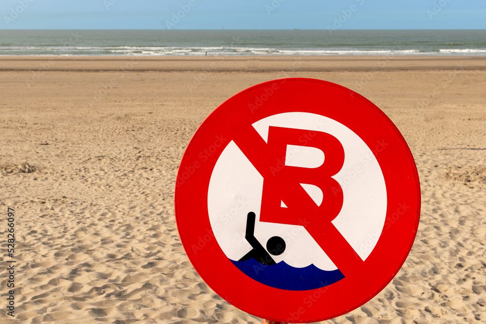 warning sing.no swimming. no swimming sing,belgium.verboden te baden - obrazy, fototapety, plakaty 