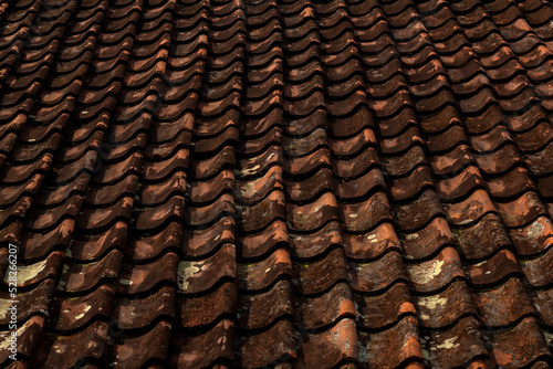 Close up photo of roof tiles for background. Tile texture.