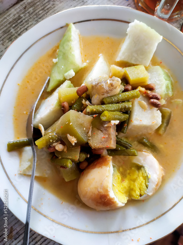 Sayur lodeh or vegetable in coconut milk is a traditional Indonesian culinary food from Java. photo