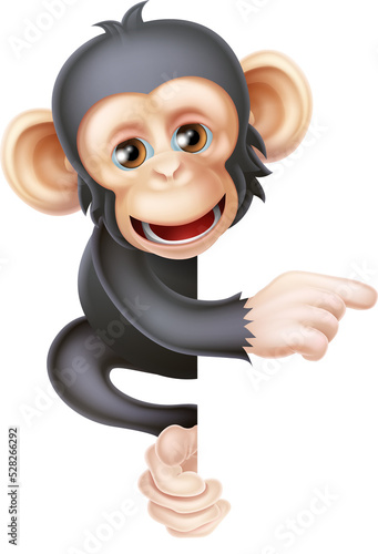 Cartoon Chimp Monkey Pointing