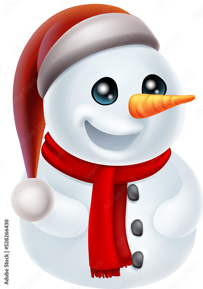 Christmas Snowman in Santa Hat Christmas Snowman in Santa Hat