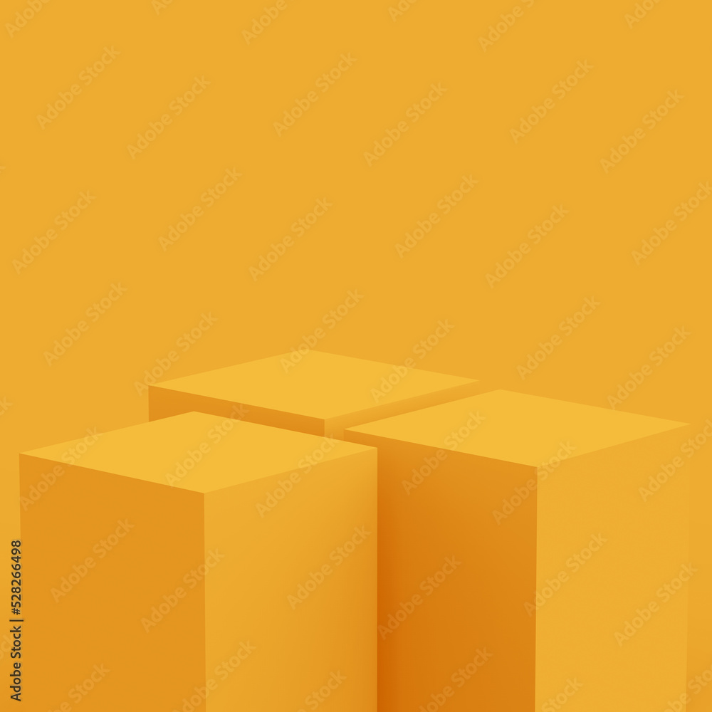 Abstract 3d yellow cube and box podium minimal scene studio background. Abstract 3d yellow cube and box podium minimal scene studio background.