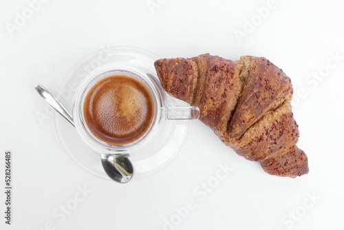 Fototapeta Naklejka Na Ścianę i Meble -  CAFFE' E CROISSANT, COFFEE AND CROISSANT 