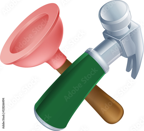 Crossed plunger and hammer ...