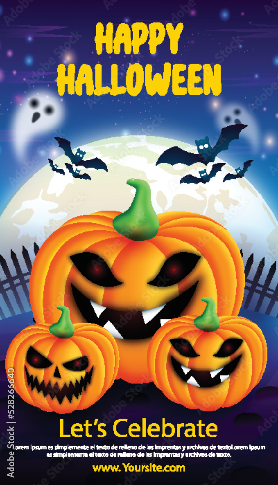 Halloween, Monster, and Ghost background flat design Halloween, Monster, and Ghost background flat design