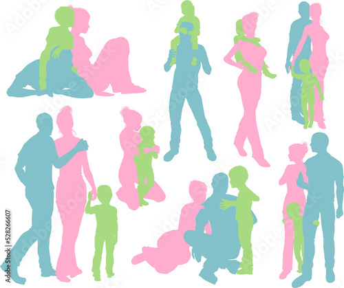 Happy family detailed silhouettes