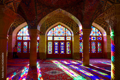 Nasir Ol Molk Mosque known also as Pink Mosque, in Shiraz, Iran
