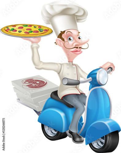Pizza Delivery Chef on Moped photo