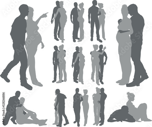 Couple silhouettes pregnant...
