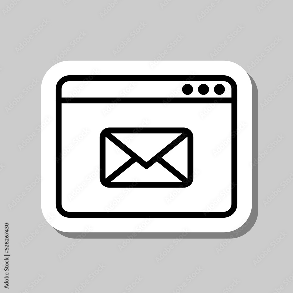 Browser,mail simple icon vector. Flat design. Sticker with shadow on gray background.ai Browser,mail simple icon vector. Flat design. Sticker with shadow on gray background.ai