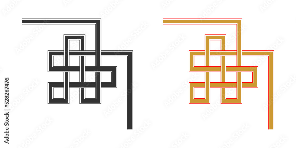 Obraz premium Endless Knot Corner Ornament Vector Illustration 