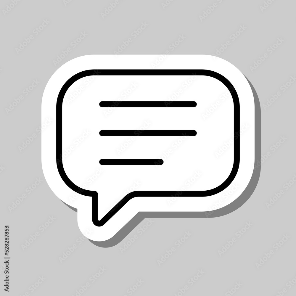 Chat, message, text simple icon vector. Flat design. Sticker with shadow on gray background.ai Chat, message, text simple icon vector. Flat design. Sticker with shadow on gray background.ai