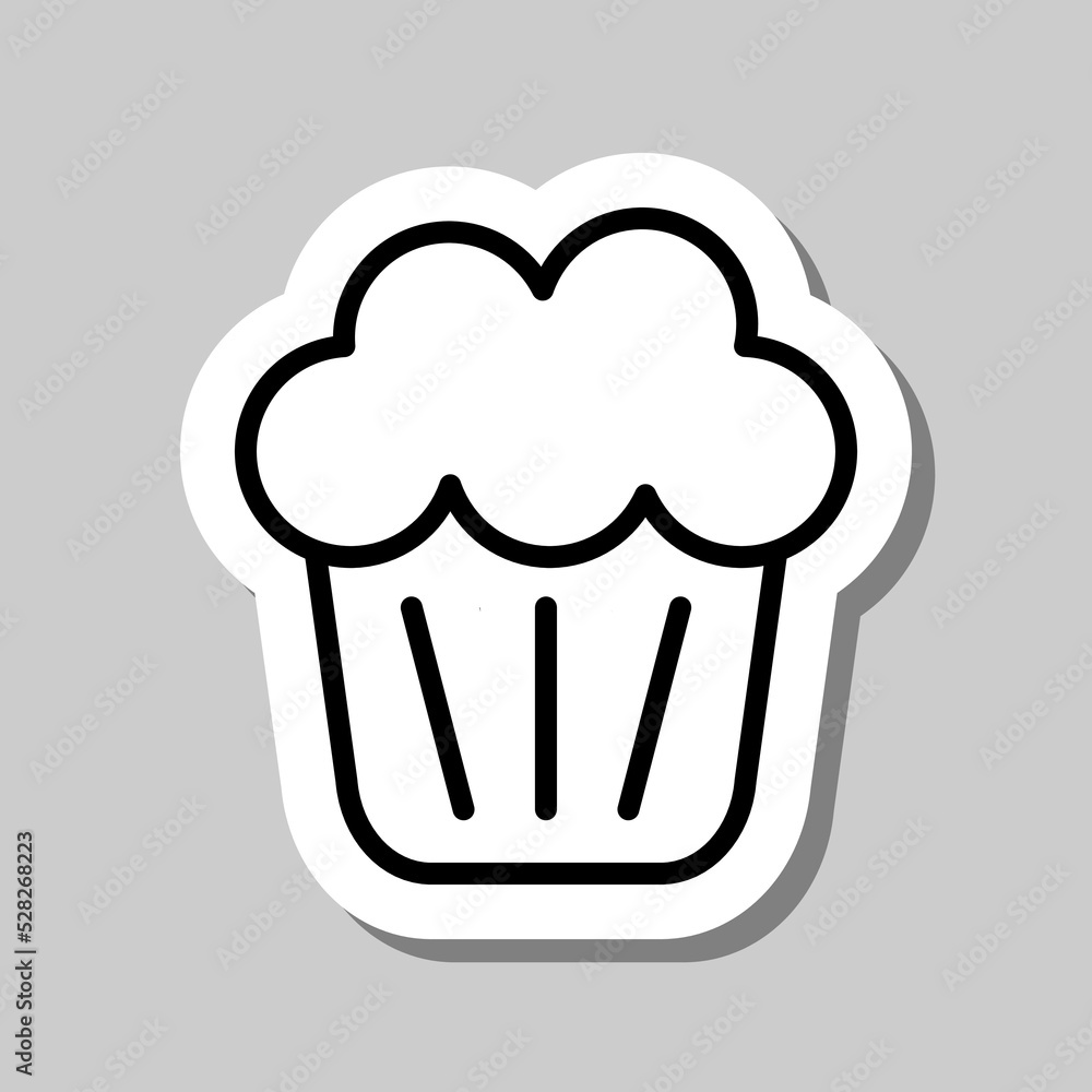 Cupcake simple icon vector. Flat design. Sticker with shadow on gray background.ai Cupcake simple icon vector. Flat design. Sticker with shadow on gray background.ai