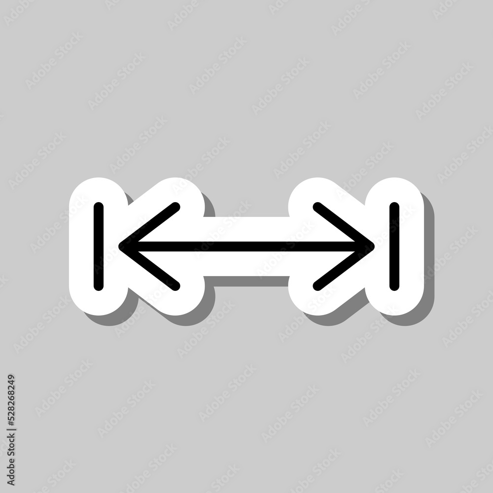 Distance simple icon vector. Flat design. Sticker with shadow on gray background.ai Distance simple icon vector. Flat design. Sticker with shadow on gray background.ai