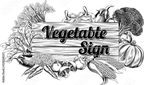 Vintage vegetable produce sign