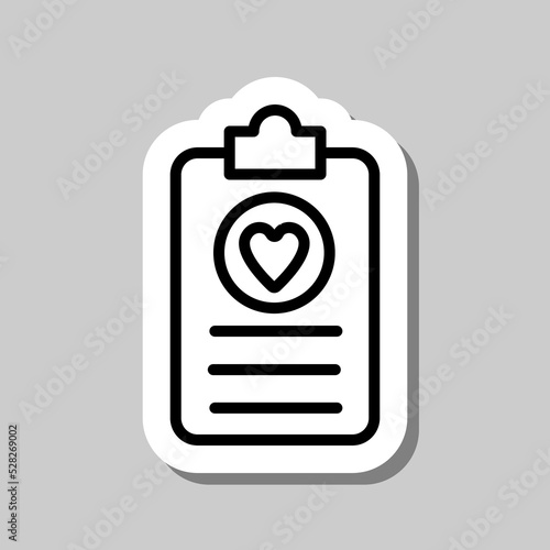 Medical history, heart simple icon vector. Flat design. Sticker with shadow on gray background.ai