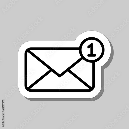 Message Notification simple icon vector. Flat design. Sticker with shadow on gray background