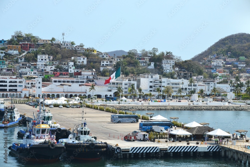 Manzanillo Mexico Waterfront and Cruise Ship Pier