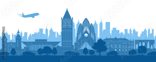 Denmark famous landmark with color design,vector illustration