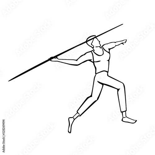 Vector illustration of hand drawn javelin thrower in action. Sport concept