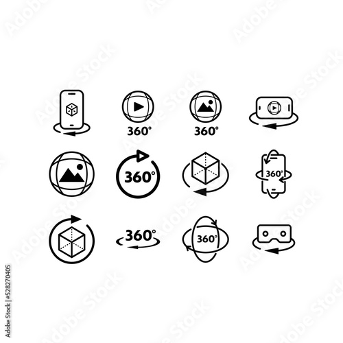 Set of vector icons for 3D, Virtual Reality and Augmented Reality.