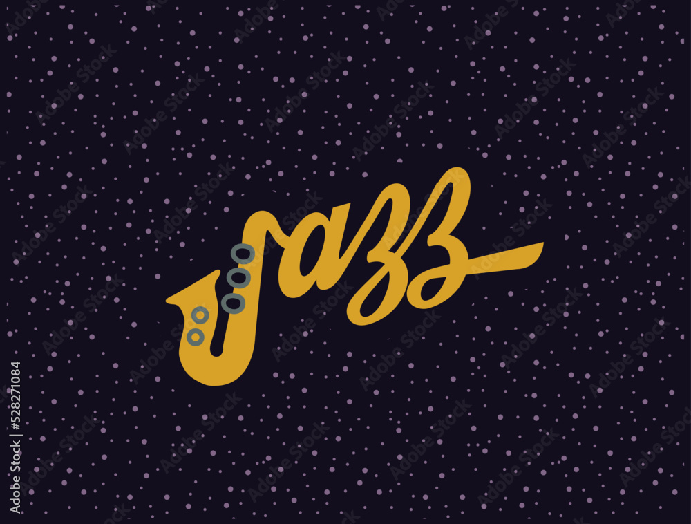 Jazz Night Poster Saxophone for Pubs Starry Background Dots Jazz Night Poster Saxophone for Pubs Starry Background Dots