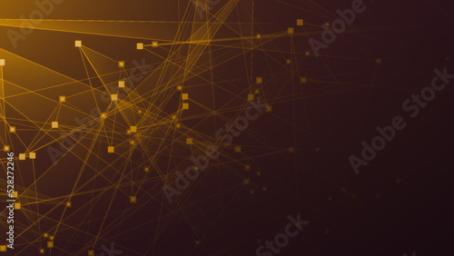 Abstract orange polygonal 3d rendering network technology background.