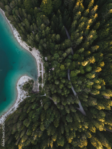 aerial view over lake