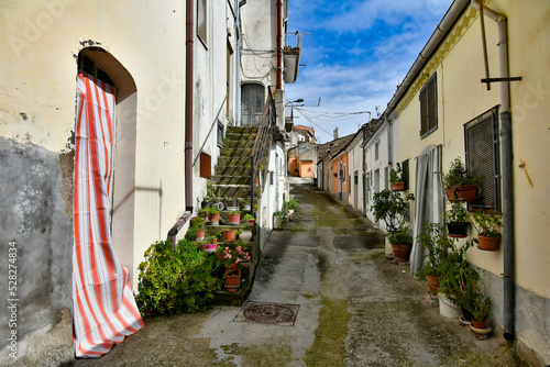 A narrow street in Calitri, a picturesque village in the province of Avellino in Campania, Italy.