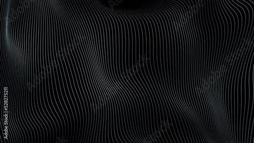 Black and white abstract wavy and curvy lines pattern seamless loop copy space background animation.
