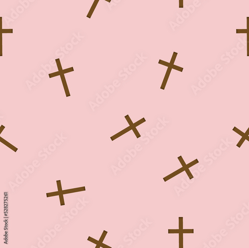 christianity seamless pattern brown cross pattern with pink background xmas fabric design