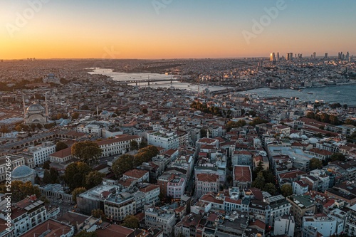 Wallpaper Mural Drone view of Istanbul during sunset in Turkey Torontodigital.ca